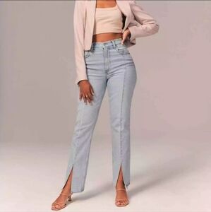 Abercrombie & Fitch 90s Straight Ultra‎ High Rise Split Hem Jeans Plus  34/18S